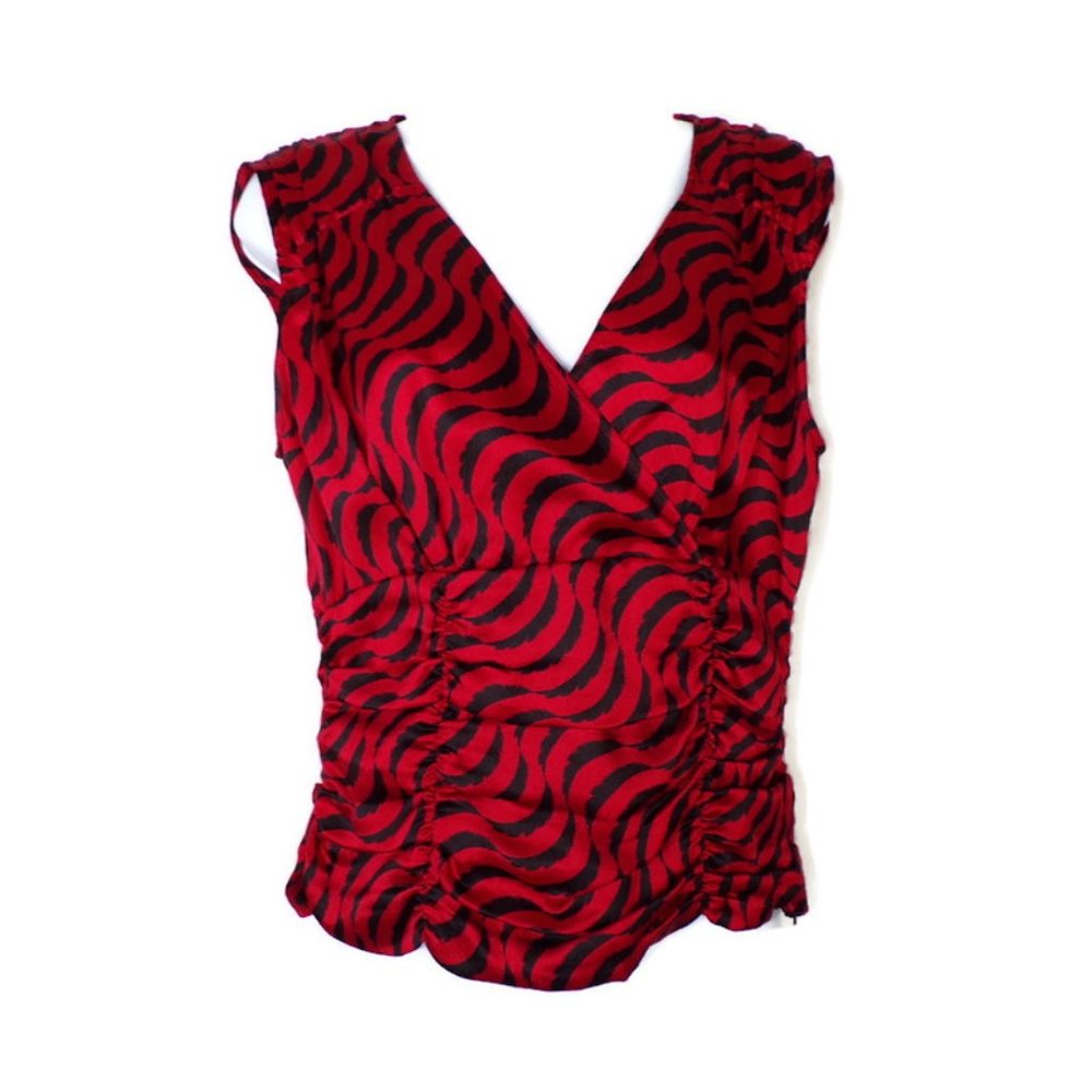 Juliana Collezione Women's Sleeveless Silk Top Size 6 Ruched Waist 2622